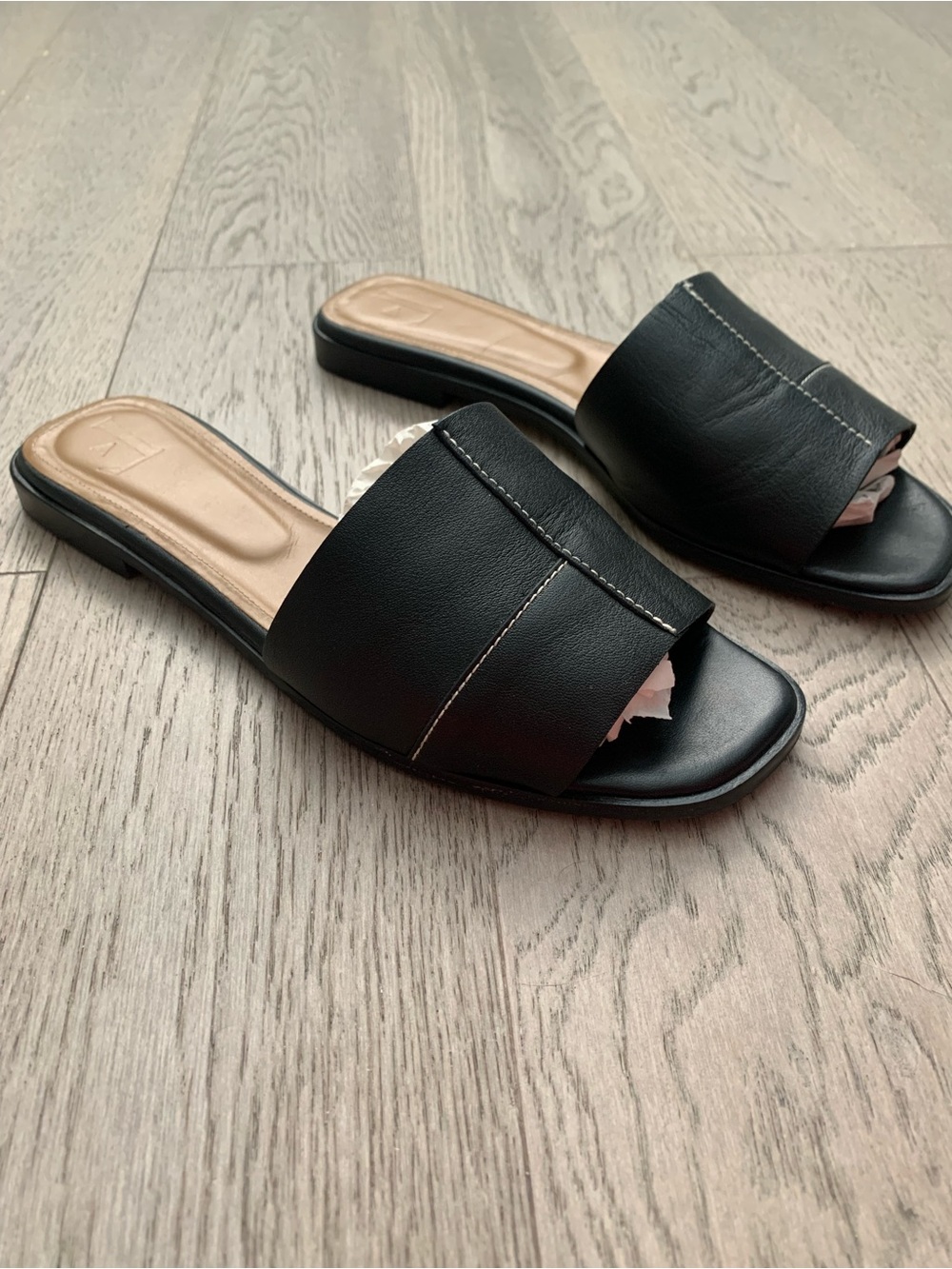 Black Slide Mules with Padded Insole